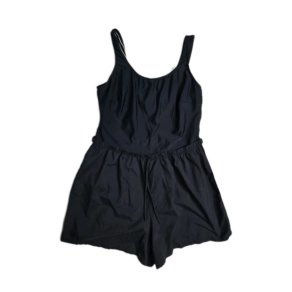 Vintage Y2K Women's One Piece Romper Swimming Suit 24 W black White Lines